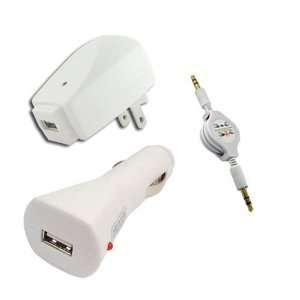  USB Charger Kit + Retractable Aux Cable For Apple Iphone 