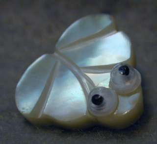 Hand Carved Mother of Pearl Frog Button Realistic  