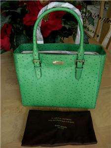 KATE SPADE NWT FRESH GREEN LEATHER OSTRICH QUINN PORTOLA VALLEY TOTE 