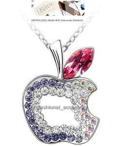 Swarovski Crystal Charming Apple Cute Pendant Necklace  