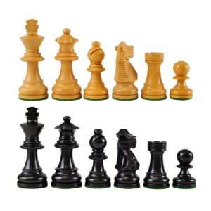  French 2.5 Wood Chess Pieces with 2 1/2 King  Ebonized 