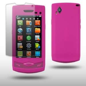  SAMSUNG S8500 WAVE HOT PINK SILICONE SKIN CASE WITH SCREEN 