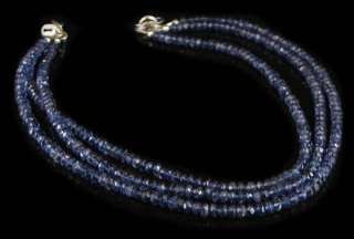 Strand Facted Iolite Sterling Silver Bead Necklace  