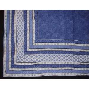   SALE Calico Print Indian Bedspread Coverlet Blue Twin