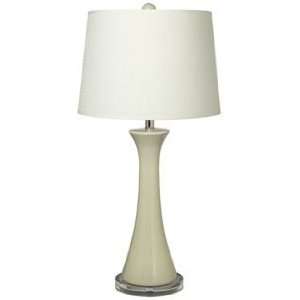   Weave Shade Tapered Green Column Ceramic Table Lamp