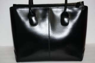   TODS D Styling Black Leather Handbag Top Handle Purse Made In Italy