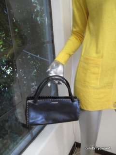 Gucci Black Leather Beige Stitched Top Handle Small Bag  