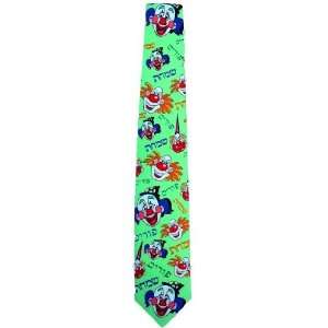 Amazing Green Purim Tie with Clowns and Simchas Purim (Happy Purim) in 