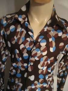  Funky Psychedelic Slim Fitted Thin Polyester HUGE Collar Disco Shirt L