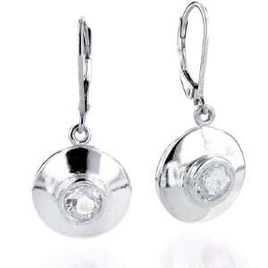  Sterling Silver Cubic Zirconia Round Dangle Earrings 