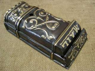 Vintage Brass Mailbox  Old Antique Gothic Iron Mail Box EXTREMELY 