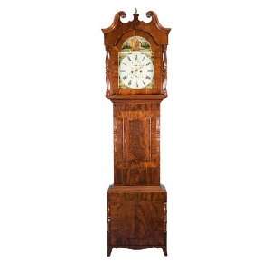   Mahogany Longcase Grandfather Clock w Painted Dial