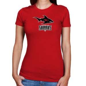 AFL Jacksonville Sharks Ladies Red Team Logo Slim Fit T shirt  