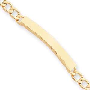   25in Gold plated Small Florentined ID Bracelet Length 7.25 Jewelry