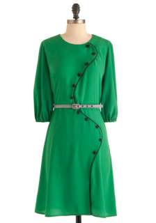 Swooping Sophistication Dress   Work, Casual, Vintage Inspired, Green 
