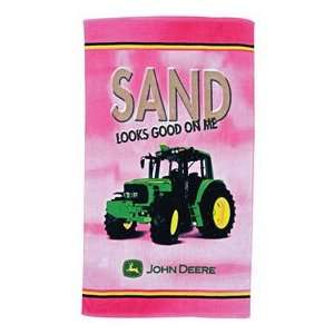  John Deere Pink Sand Looks Good Beach Towel