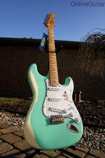   SEAFOAM GREEN INDY CUSTOM STAGE WORN RELIC S STYLE ELECTRIC GUITAR