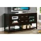 Asia Direct Espresso finish wood TV stand with 2 side glass front 