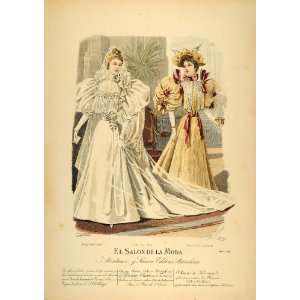  1895 Victorian Bride Wedding Dress Bridesmaid Litho 