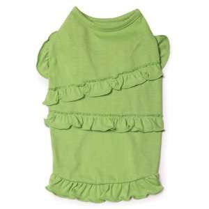   Polyester and Cotton 10 Inch Ruffle Dog Tank, X Small, Parrot Green