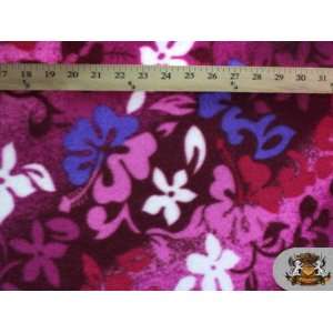  Fleece Printed Floral *HIBISCUS PATTERN* Fabric By the 