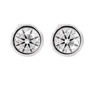  Sterling Silver Earrings 7.5mm Round Cubic Zirconia CZ 
