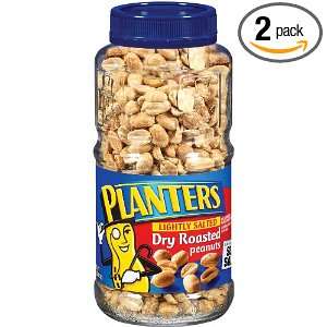 Planters Peanuts, Dry Roasted, Lightly Salted, 16 Ounce Jars (Pack of 