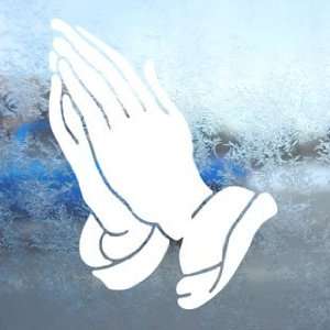  PRAYING HANDS CHRISTIAN White Decal Laptop Window White 
