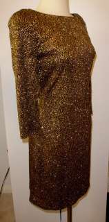   by Allen Schwartz Womens Hazel Gold Glitter Cocktail Dress Sz. Small