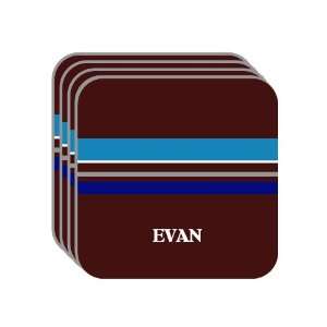 Personal Name Gift   EVAN Set of 4 Mini Mousepad Coasters (blue 