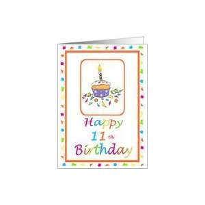  11 Years Old Lit Candle Cupcake Birthday Party Invitation 
