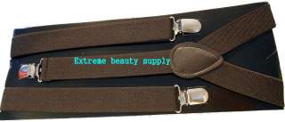 brown girl BOY man suspenders clip on Brace Elastic mens Ladies Plain 