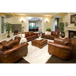   Top Grain Leather 3 Piece Living Room Set in Rustic