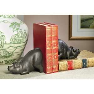 Dessau Pig Bookends Bronze Iron Patio, Lawn & Garden