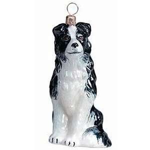 Blown Glass Border Collie Ornament 