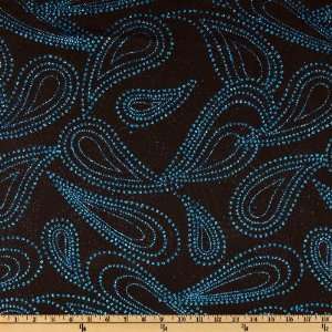  58 Wide Chiffon Knit Swirls Glitter Teal/Brown Fabric By 