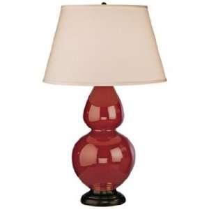  Robert Abbey 31 Oxblood Red Ceramic and Bronze Table Lamp 