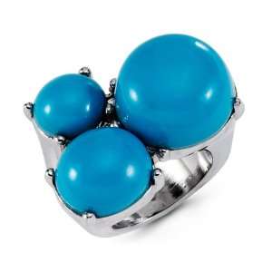  Womens Turquoise Color Stones Silver Tone Fashion Ring 