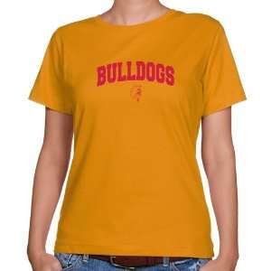 Ferris State Bulldogs Ladies Gold Logo Arch Classic Fit T shirt 