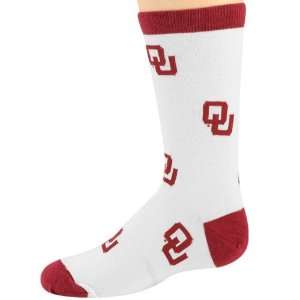  Oklahoma Sooners Youth White All Over Logo Tall Socks 
