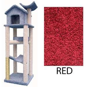  Cat Treehouse   Red (Red) (77H x 25W x 30D) Pet 
