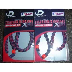  2 Phiten Boston Red Sox MLB 22 inch Necklaces 1 2 rope and 