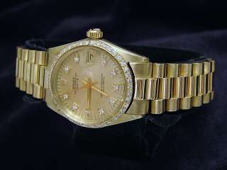 Midsize Rolex 14k 18k Gold Date President Watch Diamond  