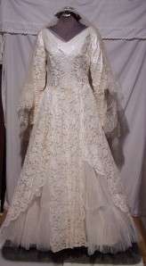 Antique Lace Satin Wedding Dress Train w/Veil SKINNER  