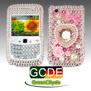 Luxus Hülle Straß Bling Cover für Blackberry 8520 pink  