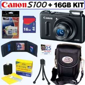 Canon PowerShot S100 12.1 MP Digital Camera (Black) + 16GB Accessory 