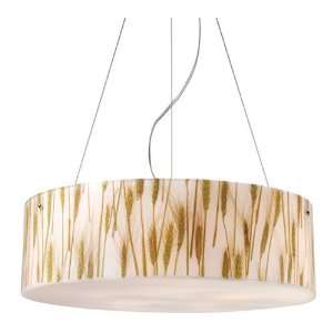   Organics 5 Light Ceiling Pendant in Polished Chrome with Wheat glass