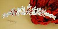 Couture White & Red Bridal Necklace Set & Tiara  
