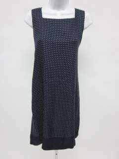 DKNY CLASSIC Navy Blue Polka Dot Sleeveless Dress Sz 8  