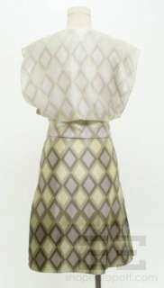 Chloe Green & Taupe Diamond Pattern Silk Dress Size 36  